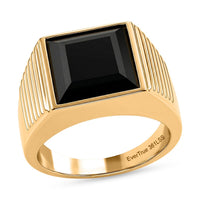 EverTrue Thai Black Spinel Men's Ring in ION Plated YG Stainless Steel (Size 9.0) 9.90 ctw
