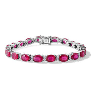 Epic Deal D'Joy Premium Niassa Ruby (FF), Moissanite Bracelet in Rhodium Over Sterling Silver (6.50 In) 20.75 ctw