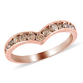 Valentine's Savings Special Natural Champagne Diamond Wishbone Ring in Vermeil RG Over Sterling Silver (Size 9.0) 0.50 ctw - Sticky add to cart bar