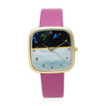 Strada Japanese Movement Simulated 3D Amethyst & MOP Carved Dial Watch with Purple Faux Leather Strap - Sticky add to cart bar