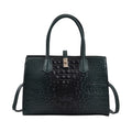 THE MONACO Dark Green with Black Genuine Leather Croc Embossed Convertible Tote Bag with Detachable Long Strap (12.60''x3.74''x9.06'') - Sticky add to cart bar