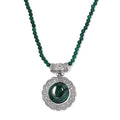 African Malachite Pendant with Green Quartzite Beaded Necklace 20 Inches in Stainless Steel 66.50 ctw - Sticky add to cart bar