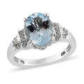 Espirito Santo Aquamarine and Natural White Zircon Ring in Platinum Over Sterling Silver (Size 9.0) 2.65 ctw - Sticky add to cart bar