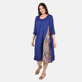 Tamsy Navy Side Patchwork Midi Dress - One Size Missy - Sticky add to cart bar