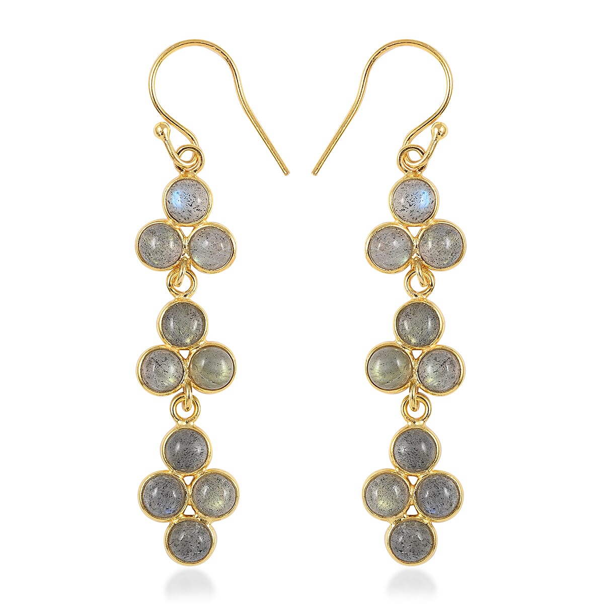 Sea Green Chalcedony Dangle Earrings in 14K Yellow Gold Over Sterling Silver 2.70 ctw (1)