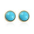 AMERICAN Natural Sleeping Beauty Turquoise Solitaire Stud Earrings in 14K Yellow Gold Over Sterling Silver 1.00 ctw - Sticky add to cart bar