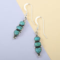 Santa Fe Style Turquoise 3 Stone Earrings in Sterling Silver 2.00 ctw - Sticky add to cart bar