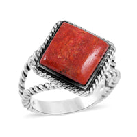 Santa Fe Style Turquoise Ring in Sterling Silver (Size 10.0) 4.00 ctw