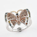 GP Italian Garden Collection Multi Diamond Butterfly Ring in Vermeil Yellow Gold and Platinum Over Sterling Silver (Size 10.0) 0.50 ctw - Sticky add to cart bar