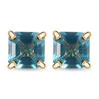 LUXORO 10K Yellow Gold Premium Madagascar Paraiba Apatite Solitaire Stud Earrings 1.30 ctw