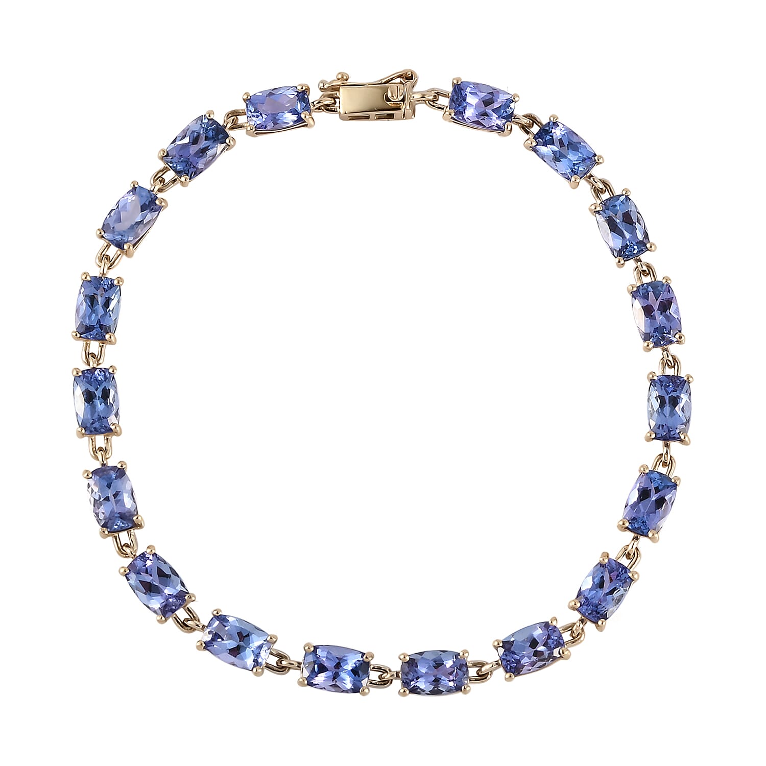 LUXORO 10K Yellow Gold Premium Tanzanite Tennis Bracelet (8.00 In) 3.40 Grams 11.40 ctw