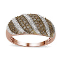 Natural Champagne Diamond and Diamond Ring in Vermeil Rose Gold Sterling Silver (Size 9.0) 0.50 ctw - Sticky add to cart bar