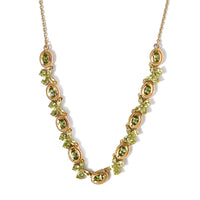 Arizona Peridot Floral Station Necklace 18 Inches in Vermeil Yellow Gold Over Sterling Silver 12.45 Grams 5.80 ctw