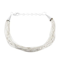 Cheryl Exclusive Pick Santa Fe Style Sterling Silver Multi Strand Layered Liquid Silver Bracelet (7.50 In) 7.70 Grams