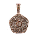 Natural Champagne Diamond Floral Pendant in Rhodium and Vermeil Rose Gold Over Sterling Silver 1.00 ctw - Sticky add to cart bar