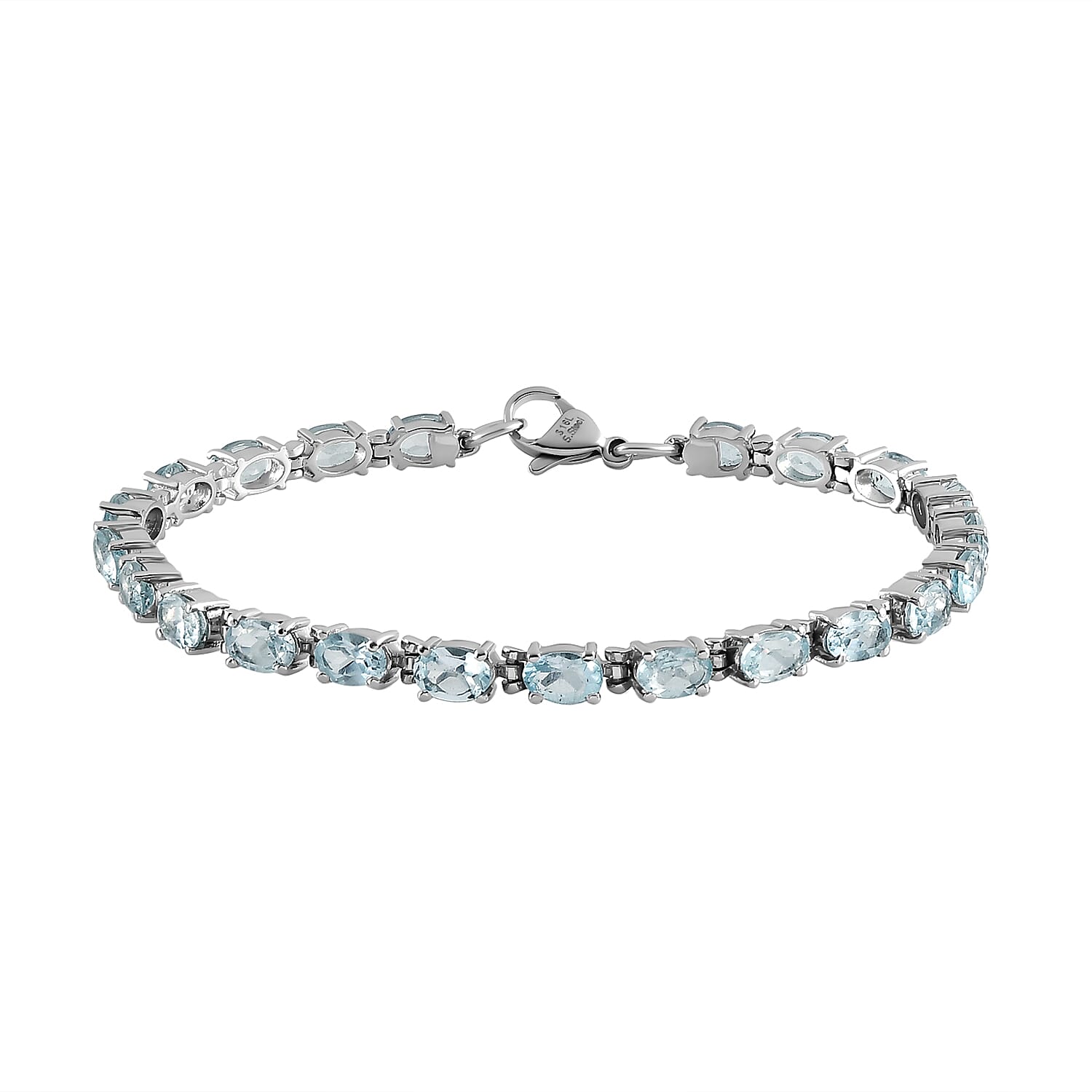 Sky Blue Topaz 12.90 ctw Bracelet in Stainless Steel (7.50 In)
