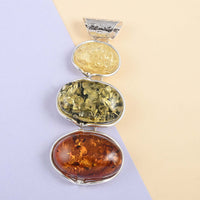 Jessica Exclusive Pick Baltic Amber Three Tiered Pendant in Sterling Silver