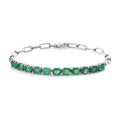 AAA Kagem Zambian Emerald Paper Clip Chain Bracelet in Platinum Over Sterling Silver (8.00 In) 3.50 ctw - Sticky add to cart bar