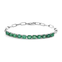 AAA Kagem Zambian Emerald Paper Clip Chain Bracelet in Platinum Over Sterling Silver (8.00 In) 3.50 ctw