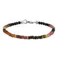 Multi-Tourmaline Beaded Bracelet in Rhodium Over Sterling Silver (7.25 In) 24.00 ctw - Sticky add to cart bar