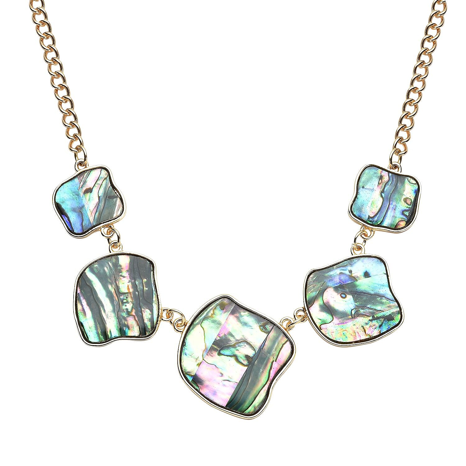 Abalone Shell Necklace 20-22 Inches in Goldtone