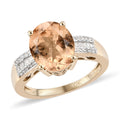 LUXORO 10K Yellow Gold Premium Natural Ceylon Imperial Garnet and G-H I3 Diamond Ring 3.65 Grams 4.10 ctw - Sticky add to cart bar