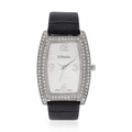Strada Austrian Crystal Japanese Movement Watch with Black Faux Leather Strap (33.7x8.6mm) (7.0-8.5 In) - Sticky add to cart bar