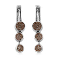 Natural Champagne and White Diamond Dangle Earrings in Rhodium and Platinum Over Sterling Silver 0.50 ctw - Sticky add to cart bar