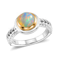 Ethiopian Welo Opal 1.00 ctw Ring in Platinum and 14K Yellow Gold Over Sterling Silver (Size 11.5) - Sticky add to cart bar