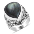 DOORBUSTER BALI LEGACY Malagasy Labradorite Ring in Sterling Silver 7.50 Grams 13.25 ctw - Sticky add to cart bar
