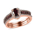 Arizona Anthill Garnet and Natural White Zircon Stackable Ring in Vermeil Rose Gold Over Sterling Silver (Size 8.0) 1.35 ctw - Sticky add to cart bar