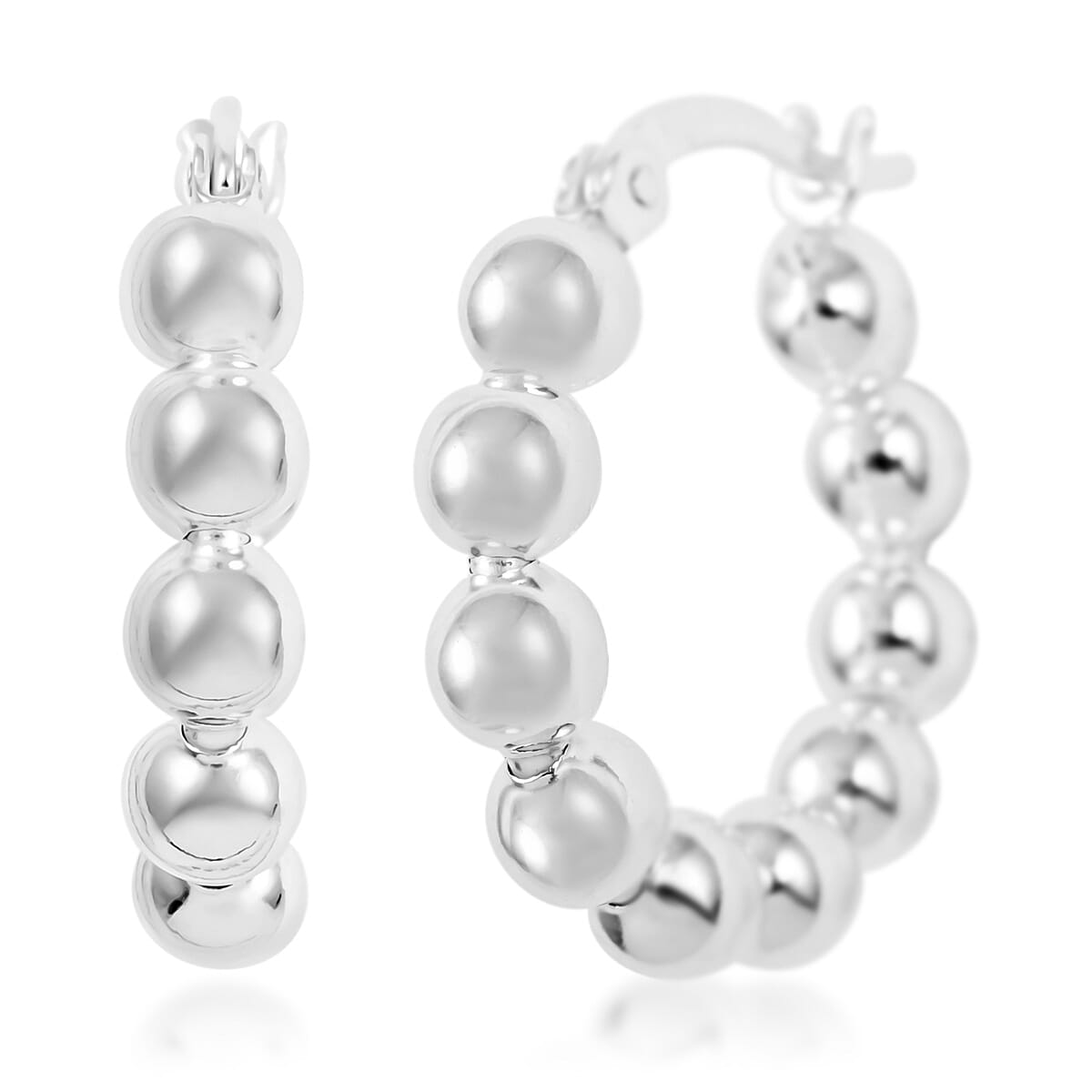 Sterling Silver Beaded Hoop Earrings 2.90 Grams