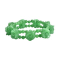 BLAKE SPECIAL TLV Green Jade Carved Rose Flower Beaded Stretch Bracelet 240.00 ctw - Sticky add to cart bar