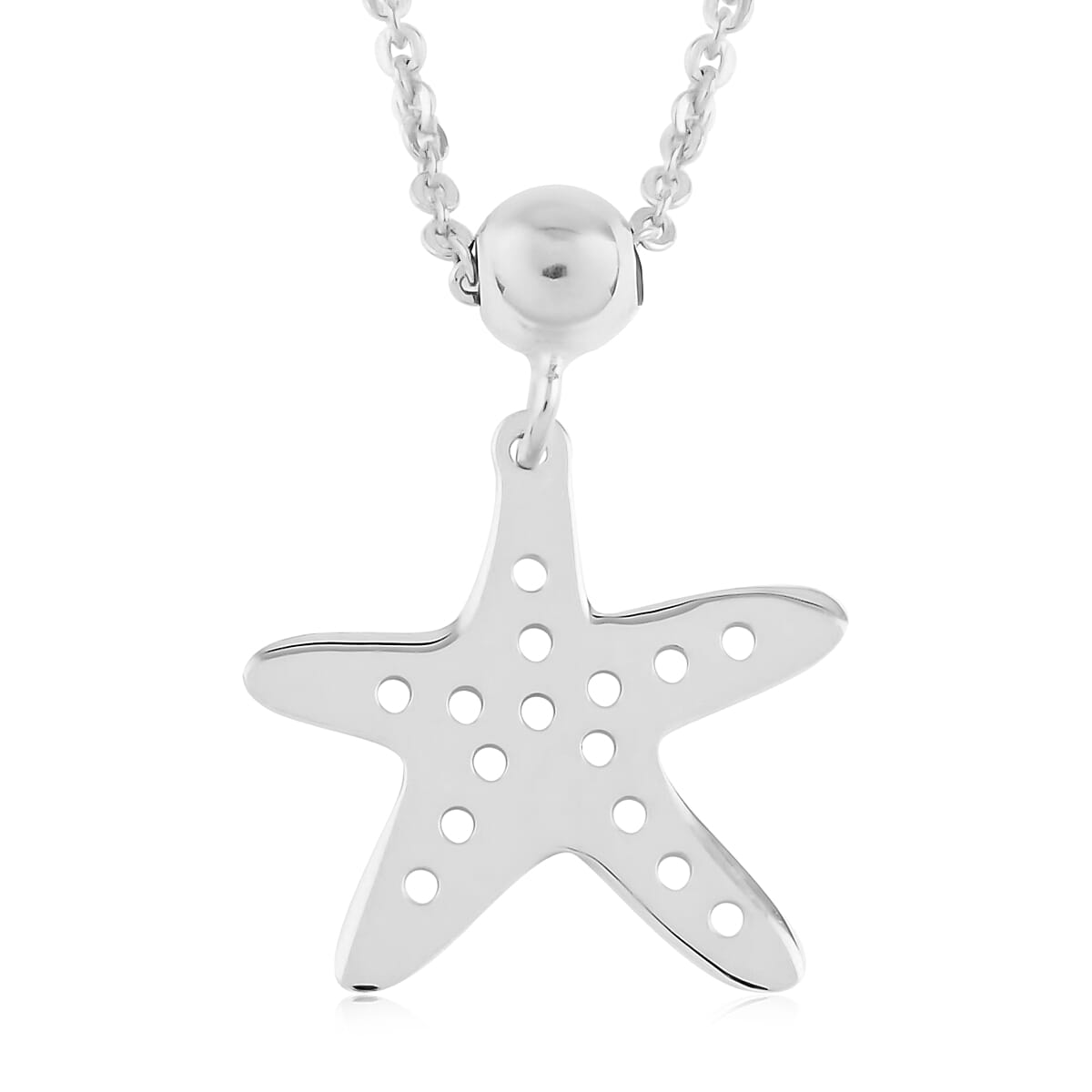 Sterling Silver Starfish Necklace 20 Inches 2.30 Grams