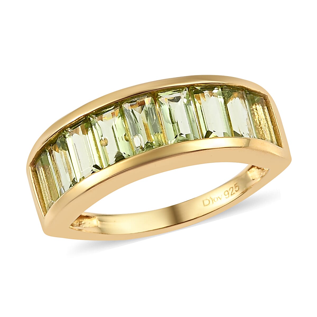 AMERICAN Natural Arizona Peridot Half Eternity Band Ring in Vermeil Yellow Gold Over Sterling Silver (Size 10.0) 2.15 ctw (1)