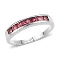 Ouro Fino Rubellite 7 Stone Band Ring in Platinum Over Sterling Silver (Size 10.0) 0.75 ctw - Sticky add to cart bar