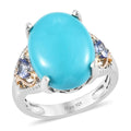 AMERICAN Natural Sleeping Beauty Turquoise, Tanzanite Ring in Vermeil YG and Platinum Over Sterling Silver (Size 10.0) 7.25 ctw - Sticky add to cart bar
