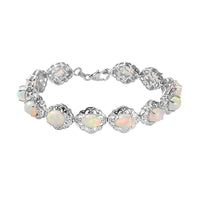 Premium Ethiopian Welo Opal Bracelet in Platinum Over Sterling Silver (6.50 In) 10.75 Grams 8.65 ctw (Delivered in 10-14 Business Days)