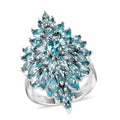 Madagascar Paraiba Apatite Elongated Ring in Platinum Over Sterling Silver (Size 10.0) 4.30 ctw - Sticky add to cart bar