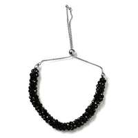 Thai Black Spinel Multi Row Beaded Bolo Bracelet in Sterling Silver 36.00 ctw