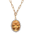 Serra Gaucha Citrine and Natural White Zircon Paper Clip Chain Necklace 18 Inches in Vermeil Yellow Gold Over Sterling Silver 12.35 ctw - Sticky add to cart bar