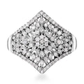 Diamond Floral Ring in Platinum Over Sterling Silver (Size 10.0) 0.50 ctw - Sticky add to cart bar