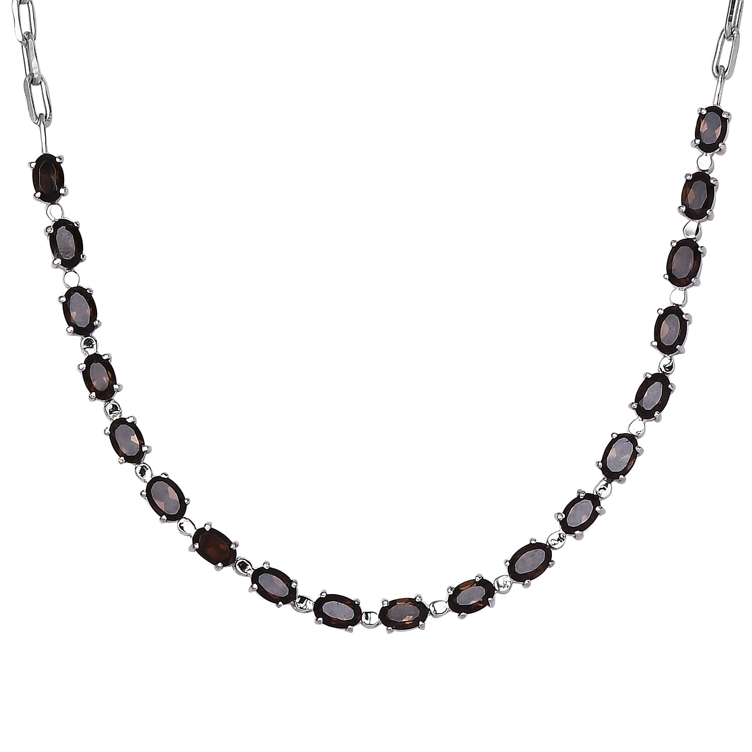 Brazilian Smoky Quartz 7.60 ctw Necklace in Platinum Bond and Stainless Steel 18 Inches