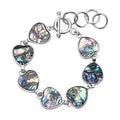 Abalone Shell Heart Shaped Link Bracelet in Silvertone (7-9In) - Sticky add to cart bar