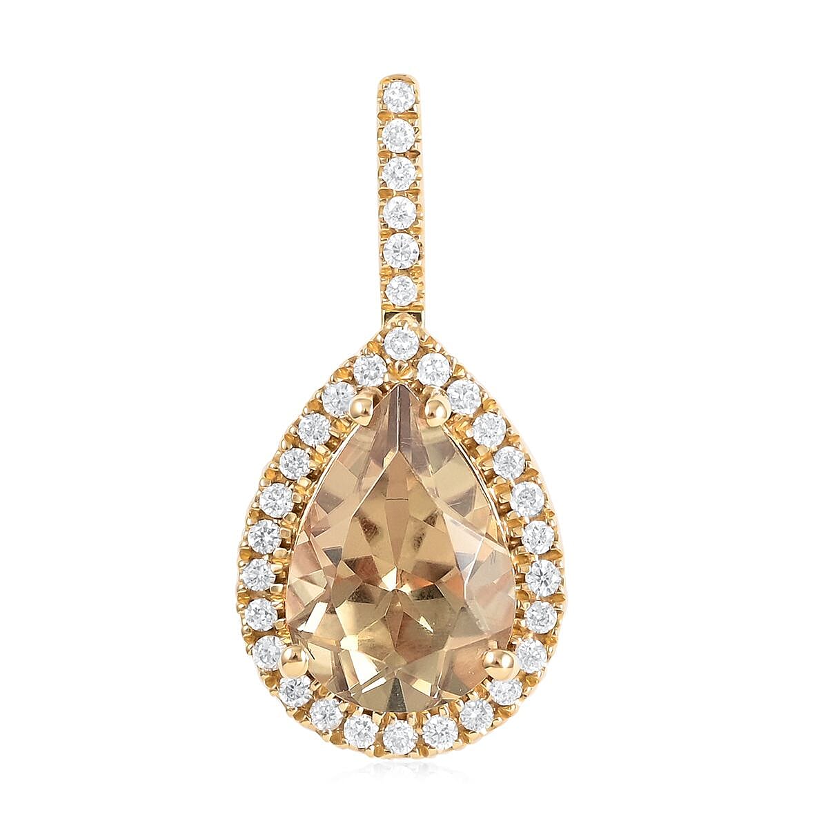 Certified and Appraised Iliana 18K Yellow Gold AAA Turkizite and G-H SI Diamond Halo Pendant 2.20 ctw