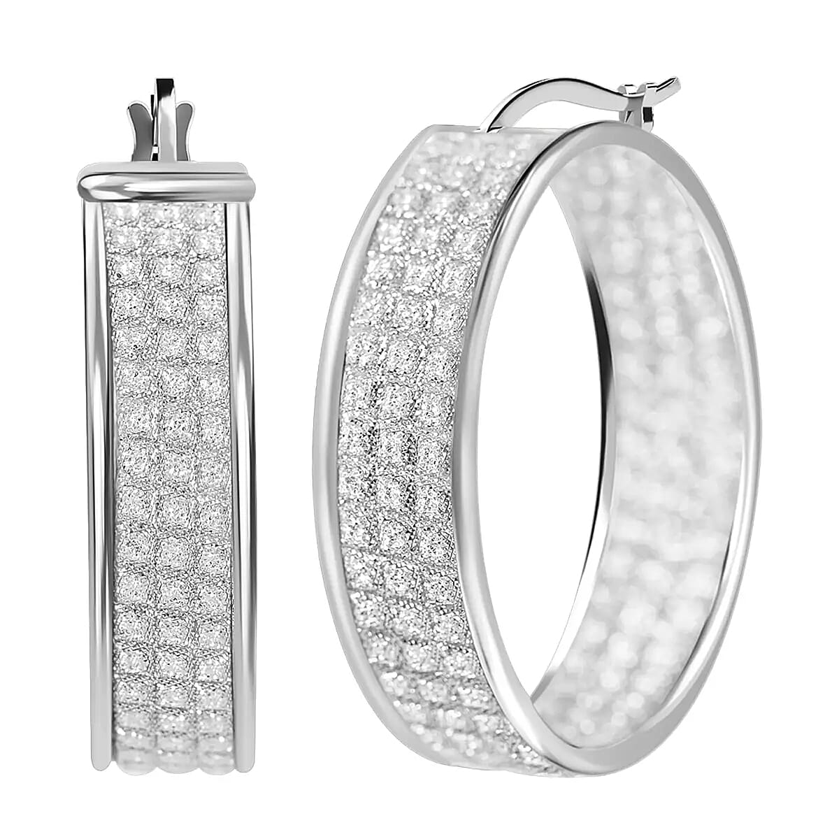 Sterling Silver Sandblast In-out Hoop Earrings 3.75 Grams