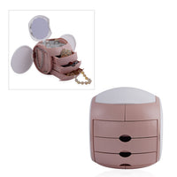 Pink Ball Shape 4 Layer Rotatable Jewelry Rrganizer with Mirror (4.33""x4.33""x4.9"")