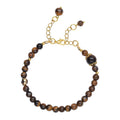 Yellow Tiger's Eye 56.50 ctw 6-10mm Beaded Anklet in Goldtone (8-9.5In) - Sticky add to cart bar