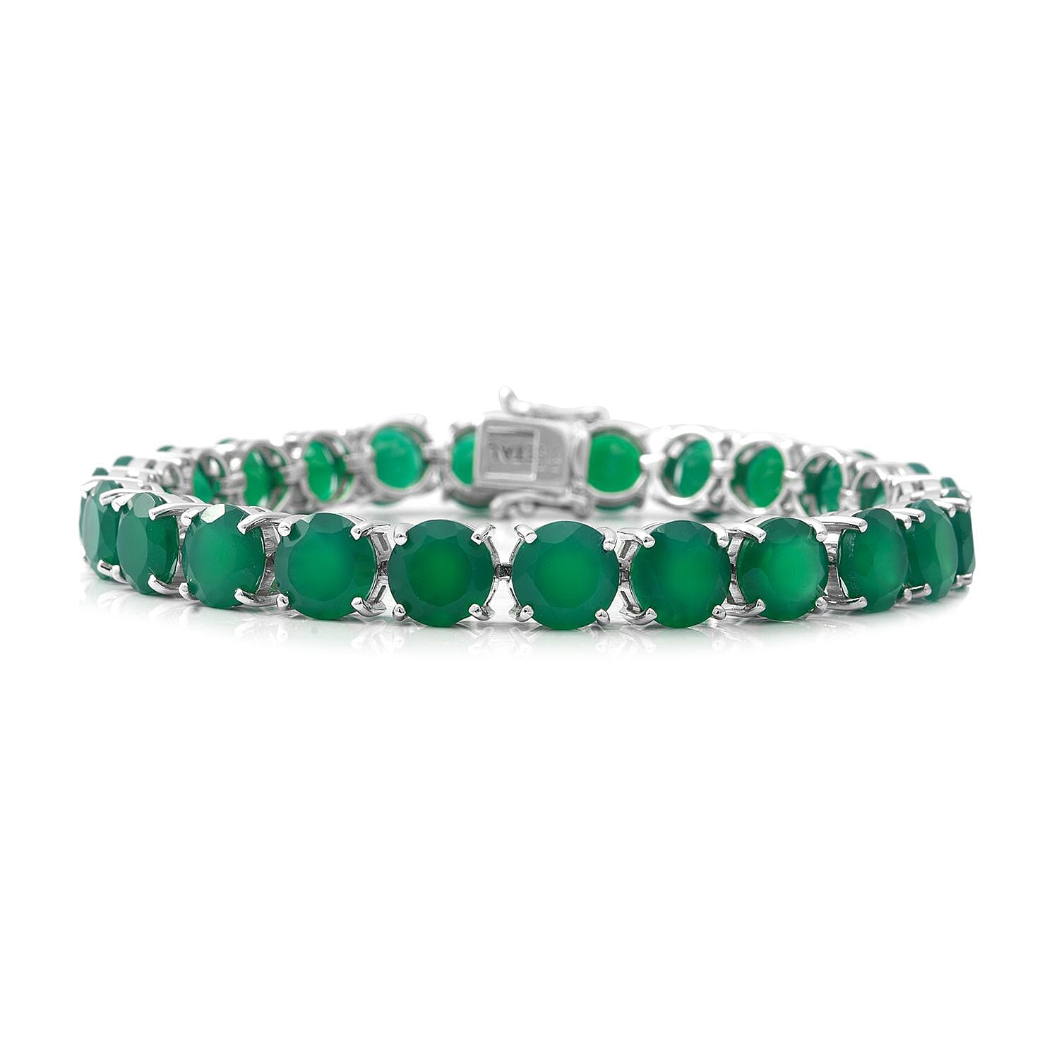 Verde Onyx Tennis Bracelet in Platinum Over Sterling Silver (6.50 In) (13.75 g) 32.30 ctw (1)