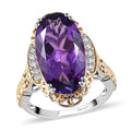 Lusaka Amethyst and Natural White Zircon Ring in Vermeil Yellow Gold and Platinum Over Sterling Silver 9.35 ctw - Sticky add to cart bar